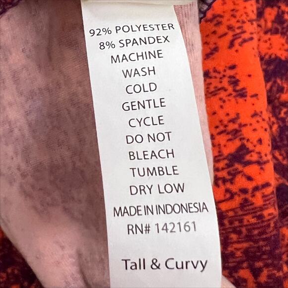 Lularoe Buttery Soft Leggings Size TC Tall & Curvy Orange Purple Geometric Print - Picture 4 of 4